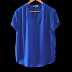 Pleione Vibrant Blue with Indigo tones Cap Sleeve Blouse